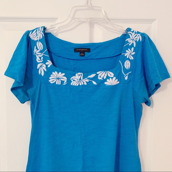 Blue Square Neck Dress or Cover-up - Picture 2 of 4